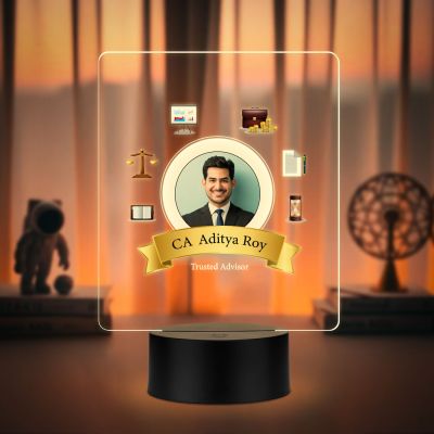 Personalized CA Chartered Accountant LED Table Lamp with Warm White Light & USB Powered Gift for CA Aspirants, Student Gift for Company CA Birthday Gift for CA (CA Gift for Men)